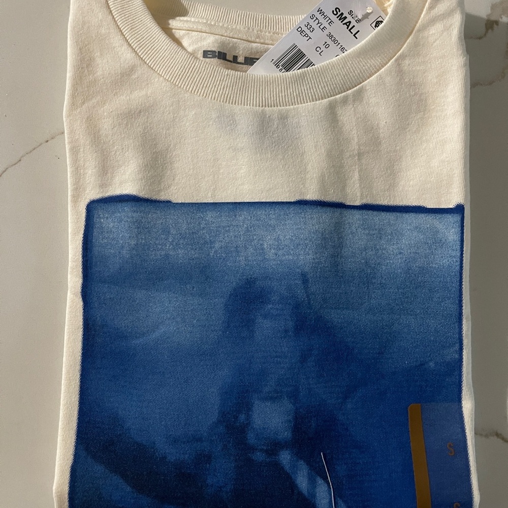 Billieblush Cream Short Sleeve Tee with Blue Graphic